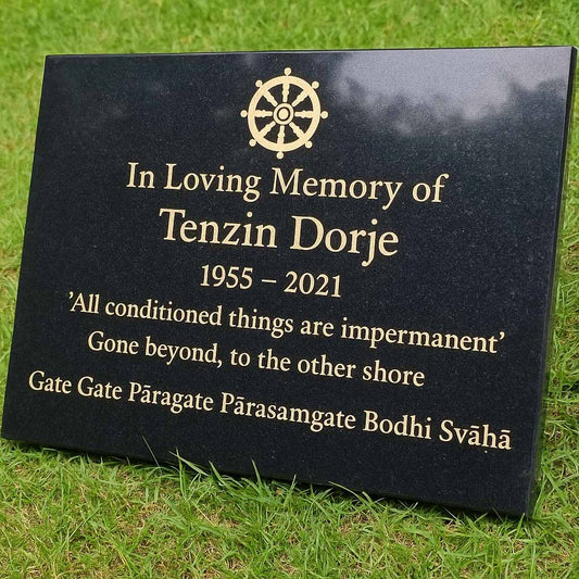 Personalised Granite Memorial Plaque with Stand - Built To Last Forever Buddhist
