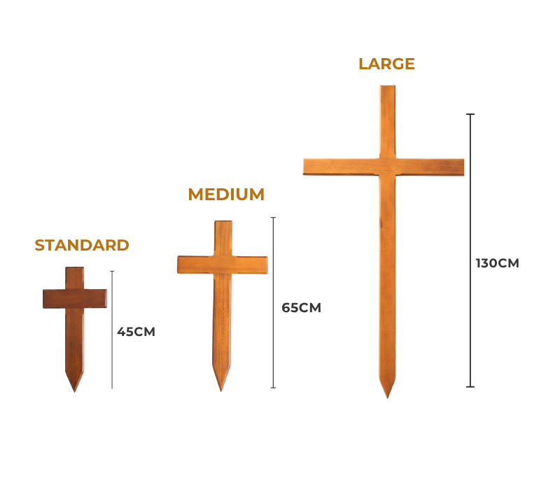 Personalised Mahogany Memorial Cross, Feather – Durable Wooden Grave Marker for Outdoor Use