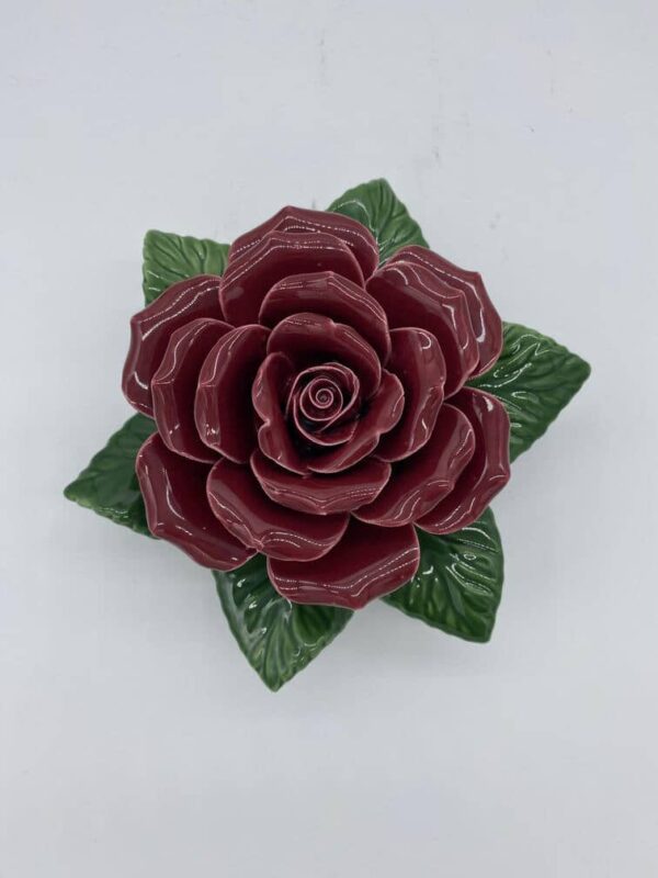 Single Dark Red Ceramic Rose
