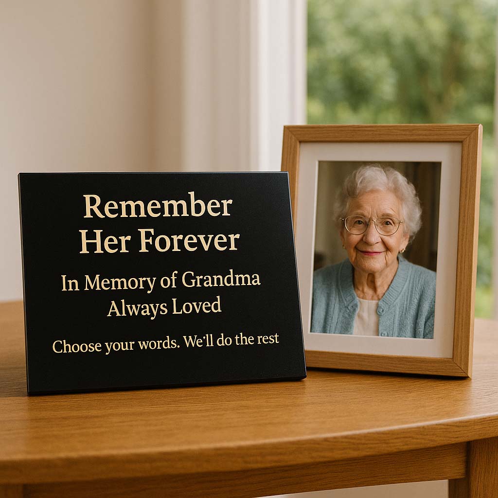 Personalised Granite Memorial Plaque with Stand - Built To Last Forever Grandma