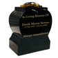 Granite Heart-Shaped Vase- Premium Black with Gold Metal Flower Pot Insert – 7x6x4.5 Inches