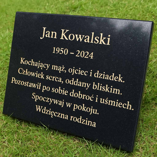 Personalised Granite Memorial Plaque with Stand - Built To Last Forever Polish