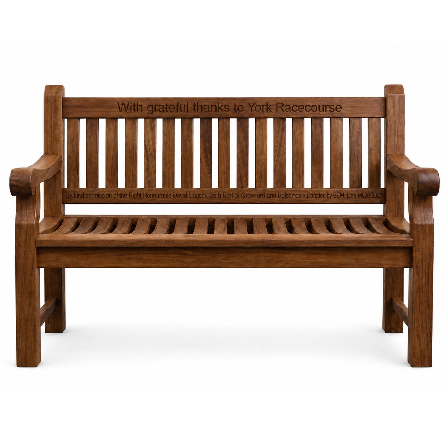 Premium Chunky Teak Memorial Bench, Add Your Personal Engraving
