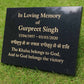 Personalised Granite Memorial Plaque with Stand - Built To Last Forever Sikh
