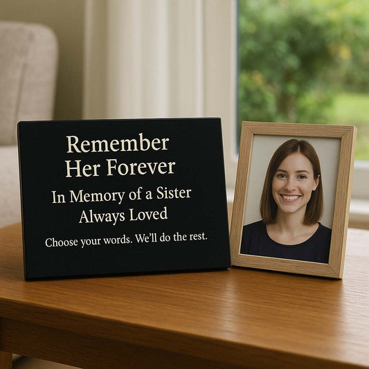 Personalised Granite Memorial Plaque with Stand - Built To Last Forever sister