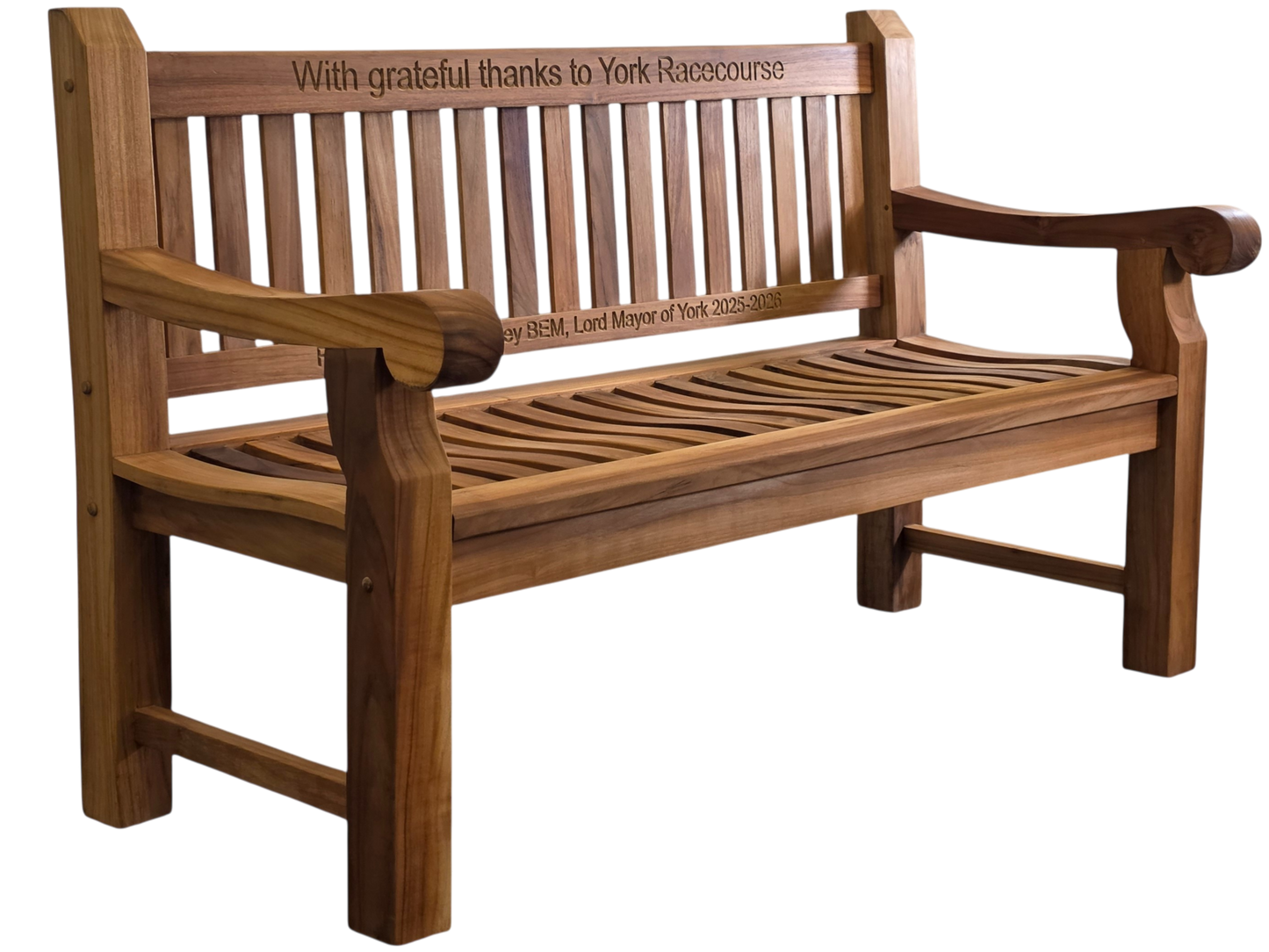 Premium Chunky Teak Memorial Bench, Add Your Personal Engraving