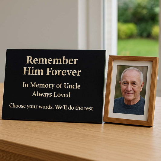 Personalised Granite Memorial Plaque with Stand - Built To Last Forever uncle