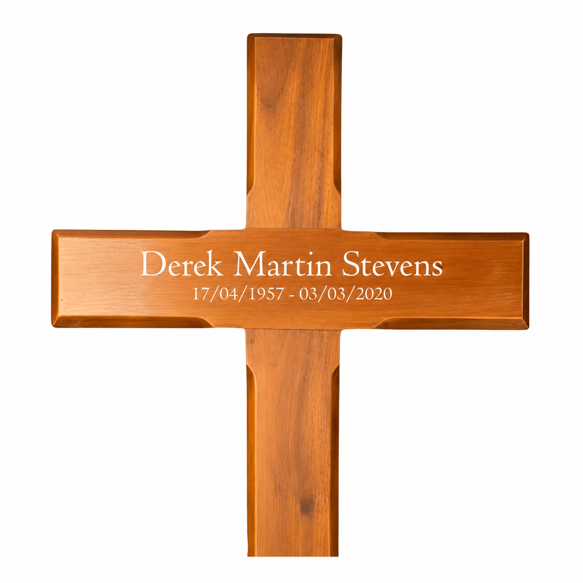 Personalised Mahogany Memorial Cross - 45cm,65cm,130cm – Name & Dates Only