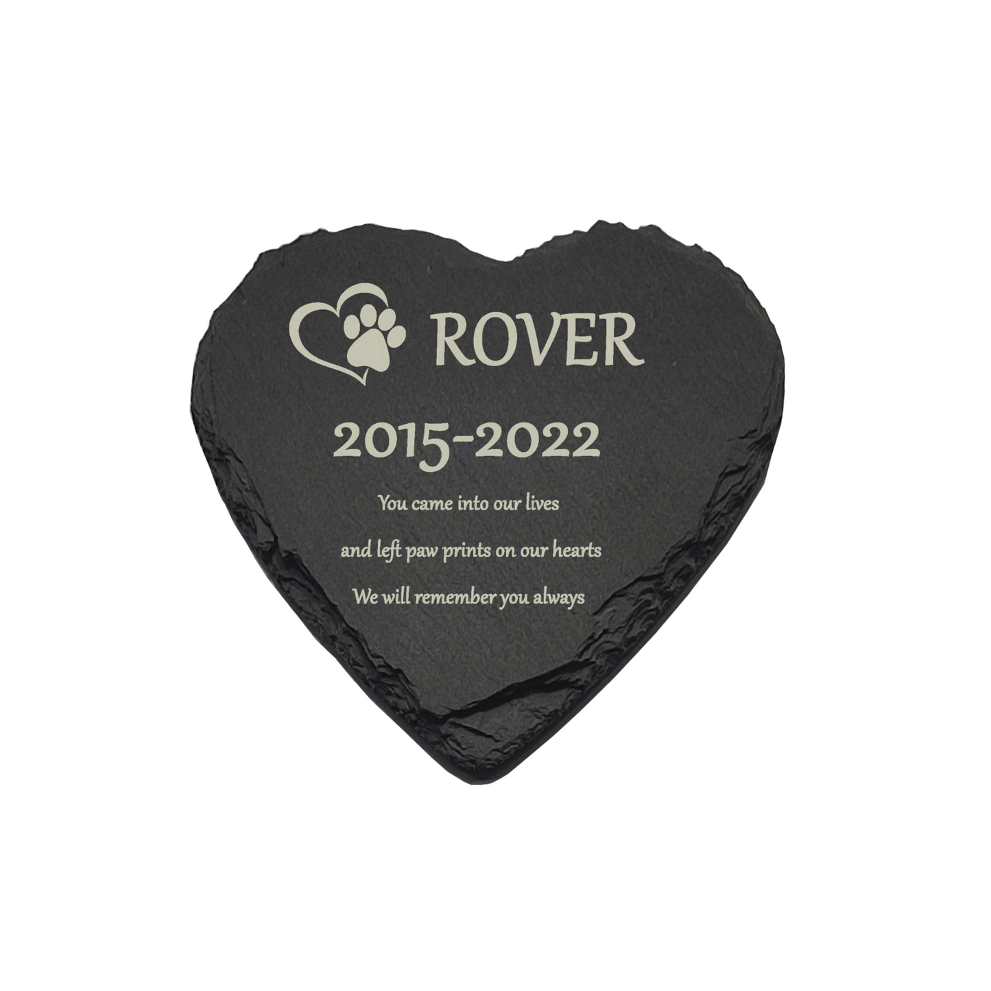 Dog Paw/Heart Memorial Slate Heart Plaque- Personalised Laser Engraved Memorial/Grave Marker